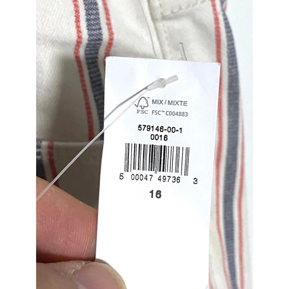 Old Navy Denim Shorts Button Fly Red White Blue Striped Cuffed Womens 18 NWT 5" - Image 3