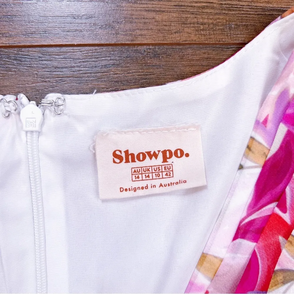 Showpo • Arwyn Dress mini pink floral chiffon ruched Eventful Bloom puff sleeve - Image 5