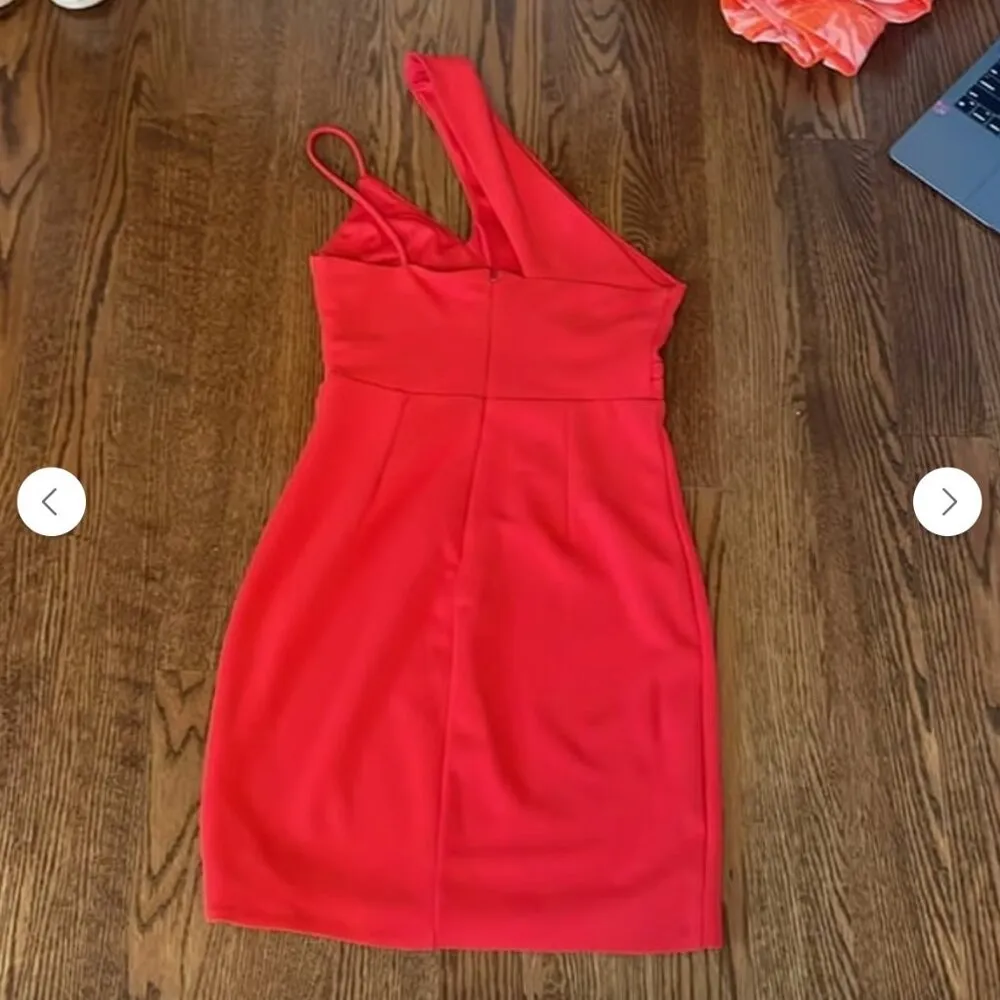 Lena Red Asymmetrical One Shoulder Mini Dress Size Small Homecoming Formal - Image 2