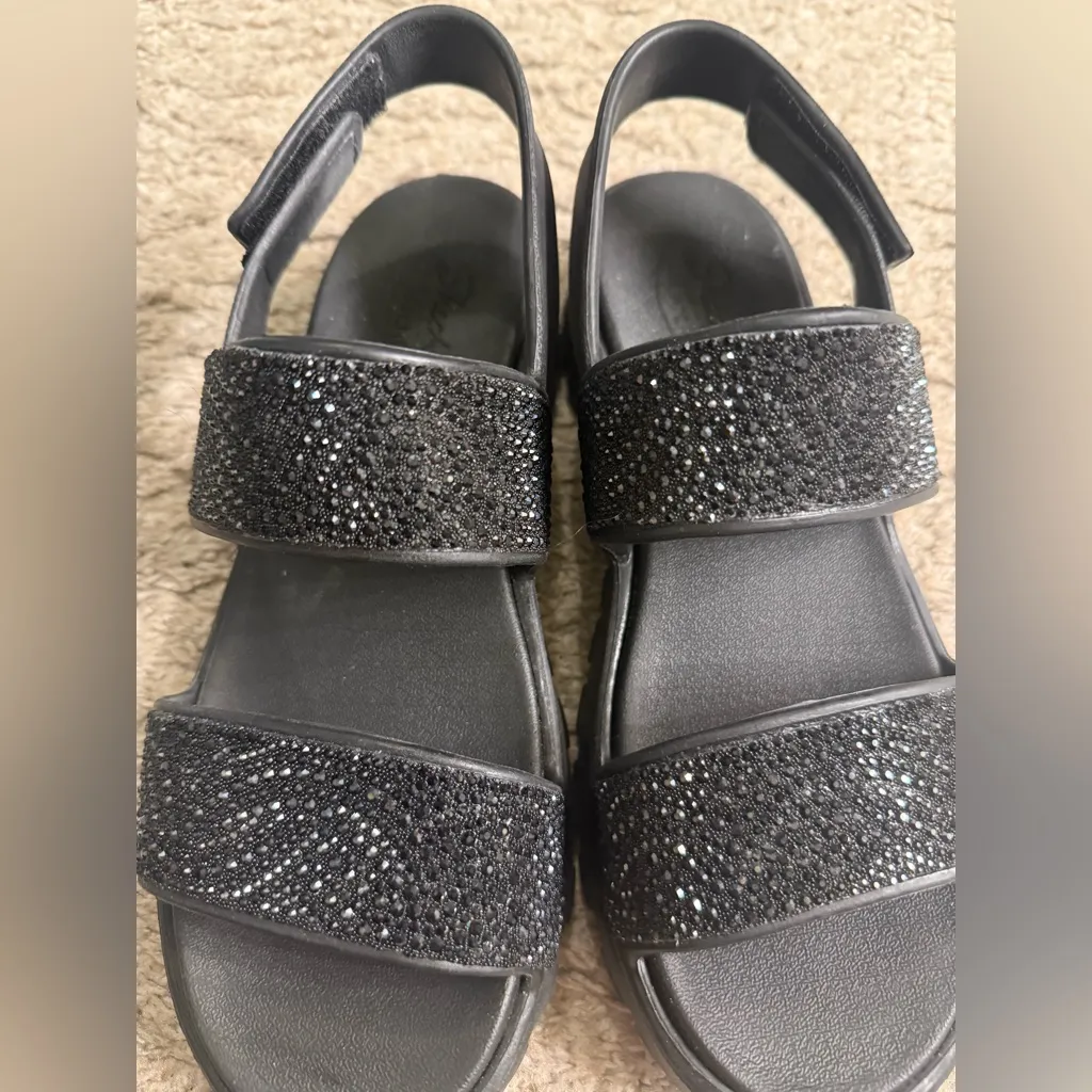 Skechers Foamies Arch Fit Wedge Elegant Black Sandals with Rhinestones - size 8 - Image 2
