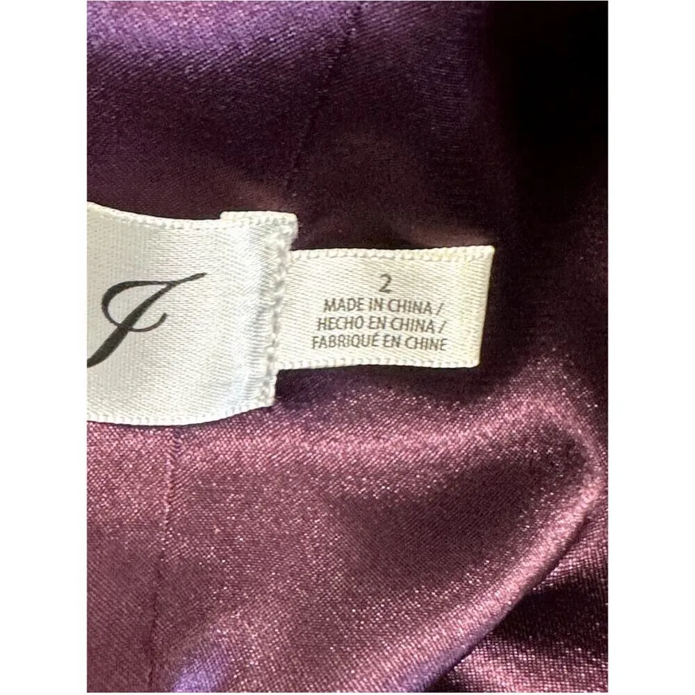 Eliza J Embellished Chiffon Dress V Neck High Low Sleeveless Plum Purple 2 NWOT - Image 9