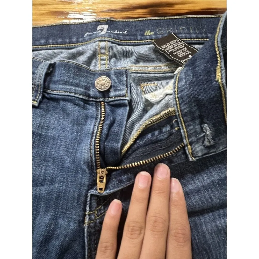 7 For All Mankind The Skinny Jeans Size 28 Blue Denim Pants Size 28 Preppy Party - Image 10
