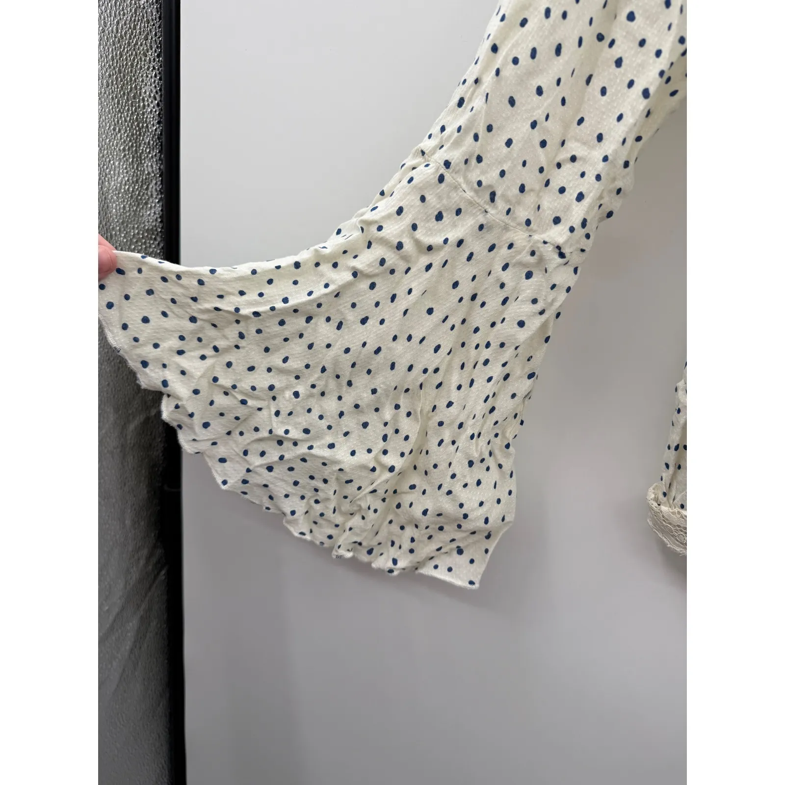 Free People Intimately Makin Waves Bodysuit Size Large Polka Dot Bell‎ Sleeve - Image 5