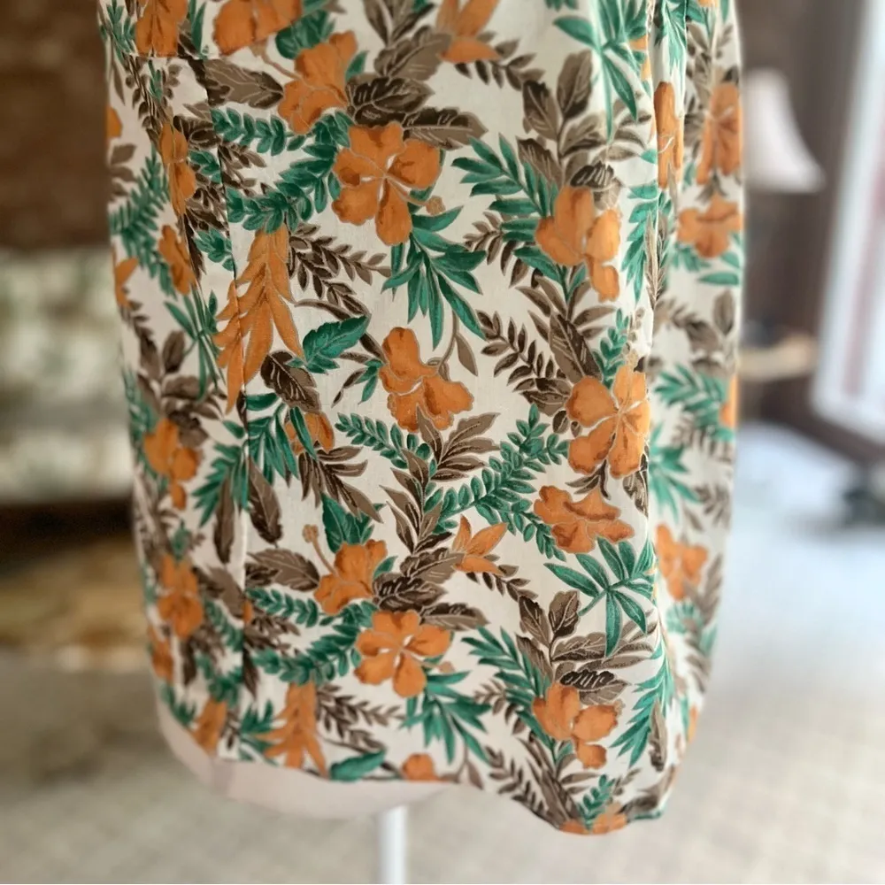 NWT Skies Are Blue Tank Top Floral Green Orange Tropical Sleeveless S Vacation - Image 15