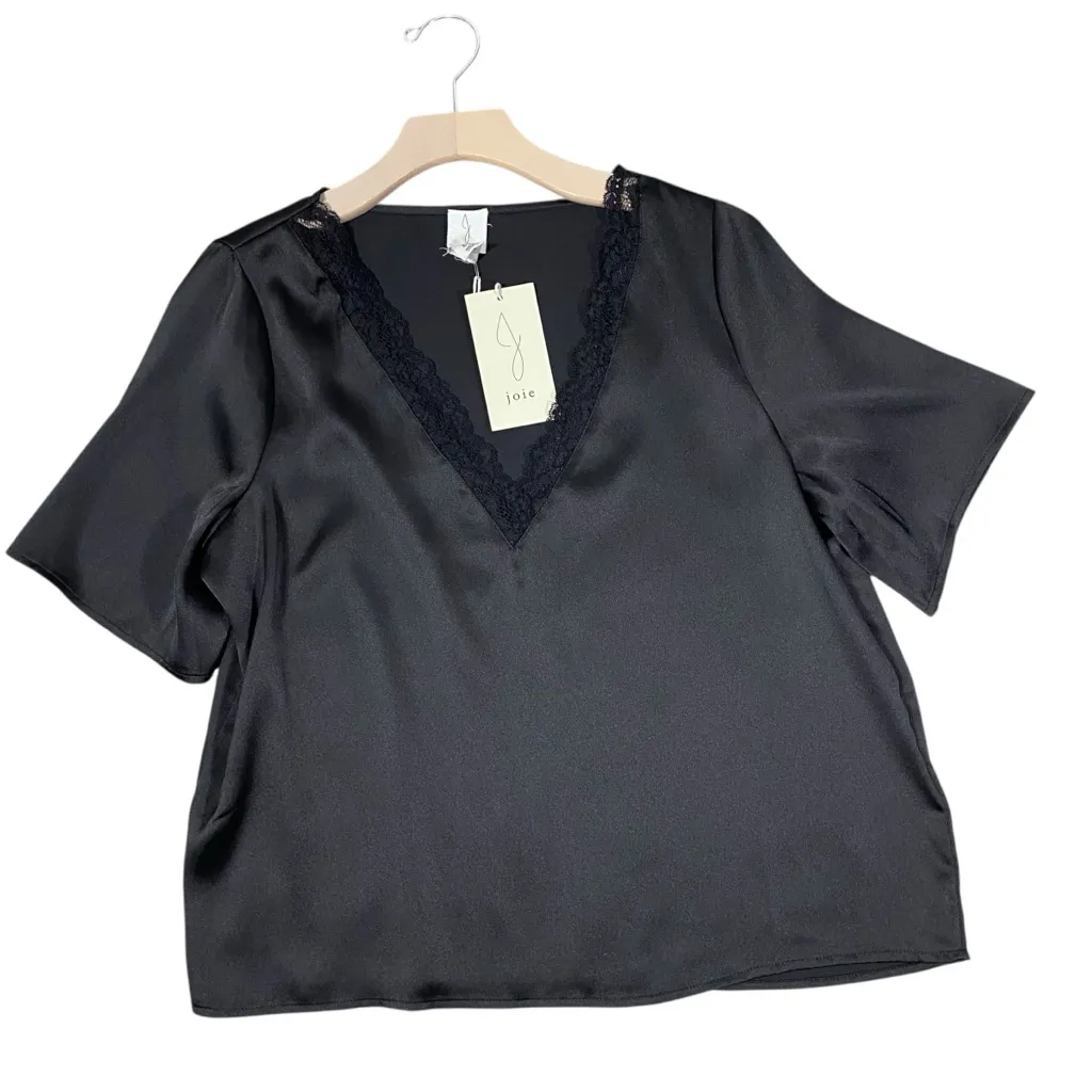 NWT JOIE Satin Blouse with Lace Trim - Image 2