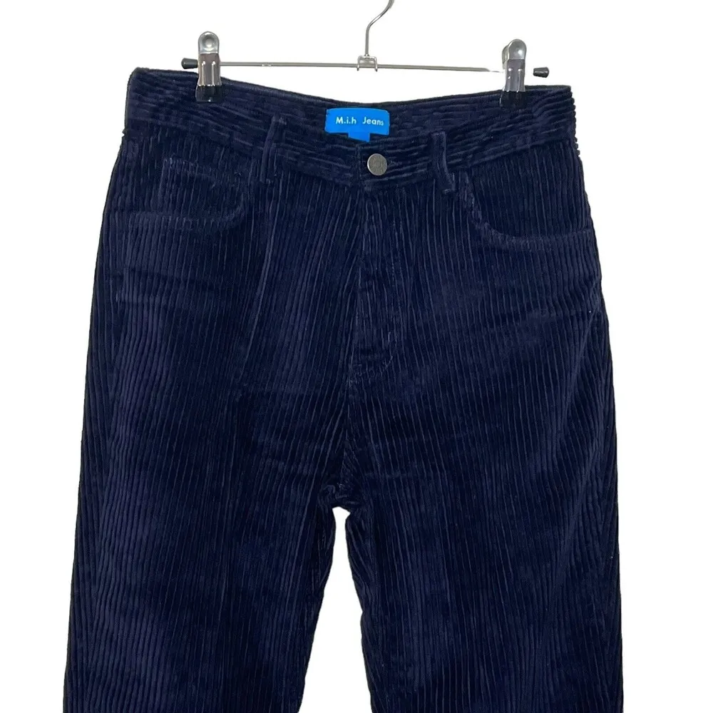 M.I.H JEANS Mimi Slim Cropped Corduroy Jeans Size 26 Navy Cotton Blend High Rise Blue - Image 2