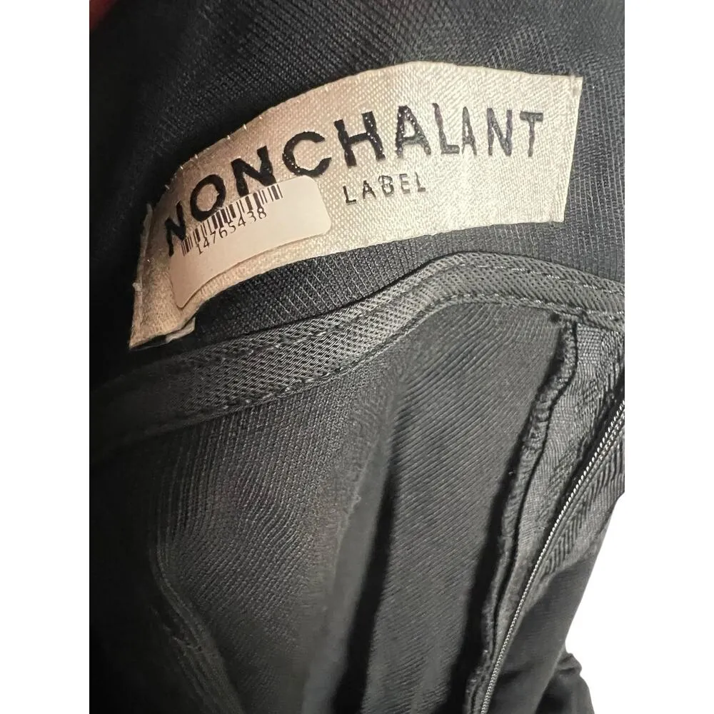 NONchalant Piper Tie Waist High Rise Barrel Leg Black Trouser Pants Size Large - Image 12