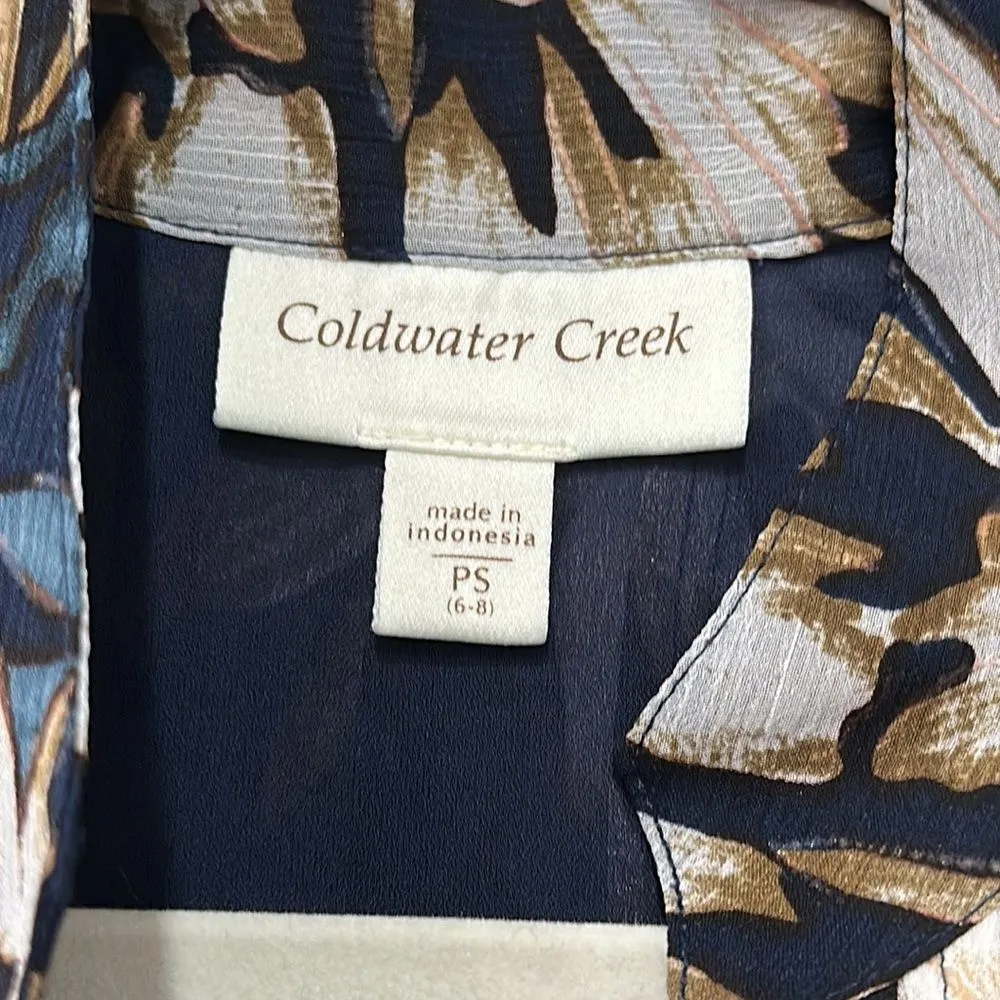 Pleated Blouse Floral Print Short Sleeve Sz PS - Image 8