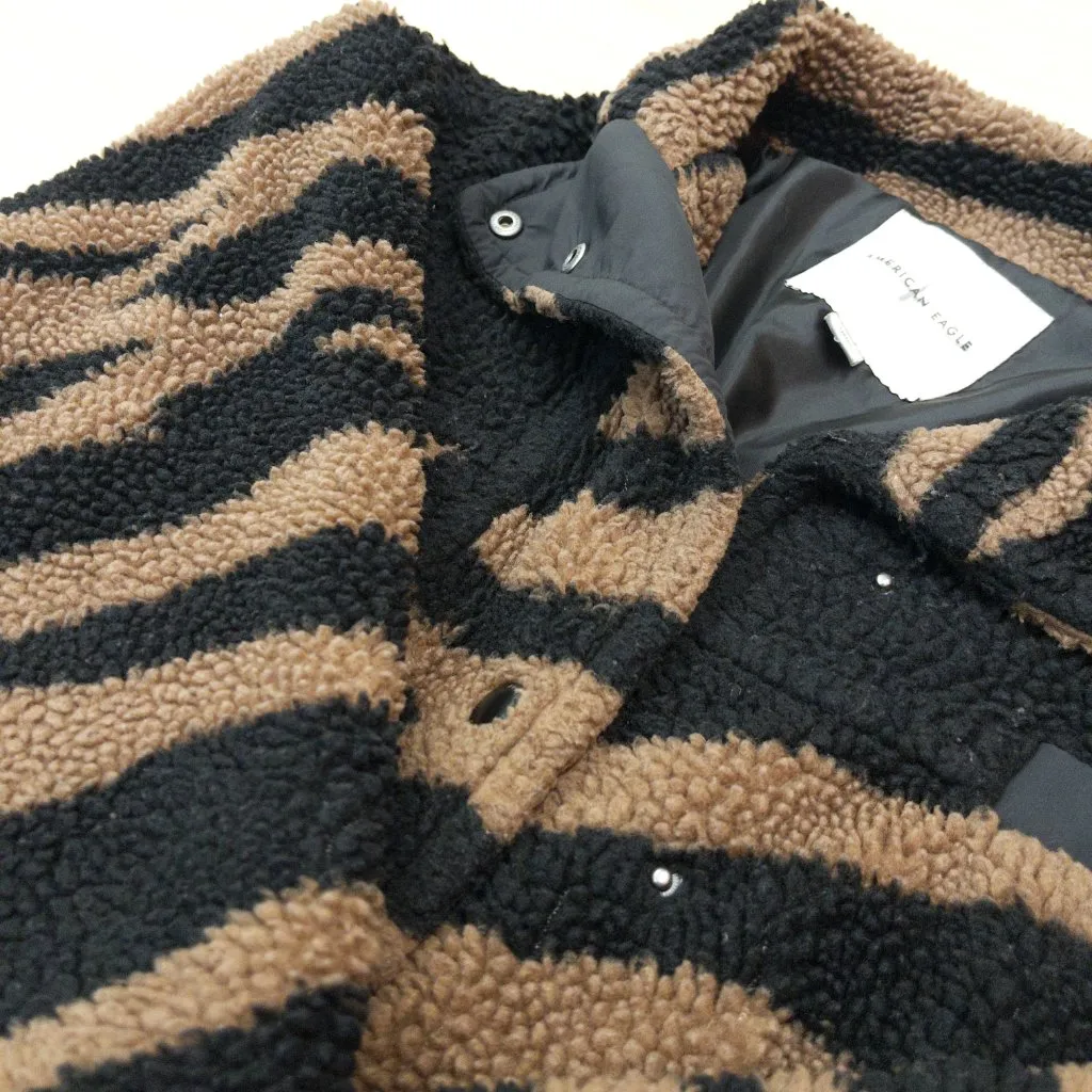 American Eagle Zebra Print Teddy Fleece Jacket – Size Small - Image 2