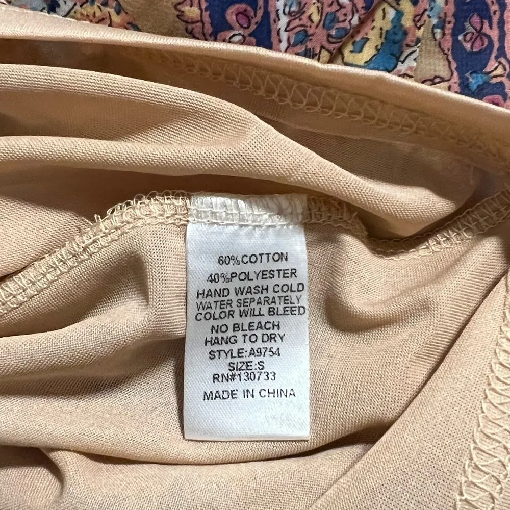 UMGEE small womens paisley boho lined shift dress elastic 3/4 sleeve bow front - Image 9