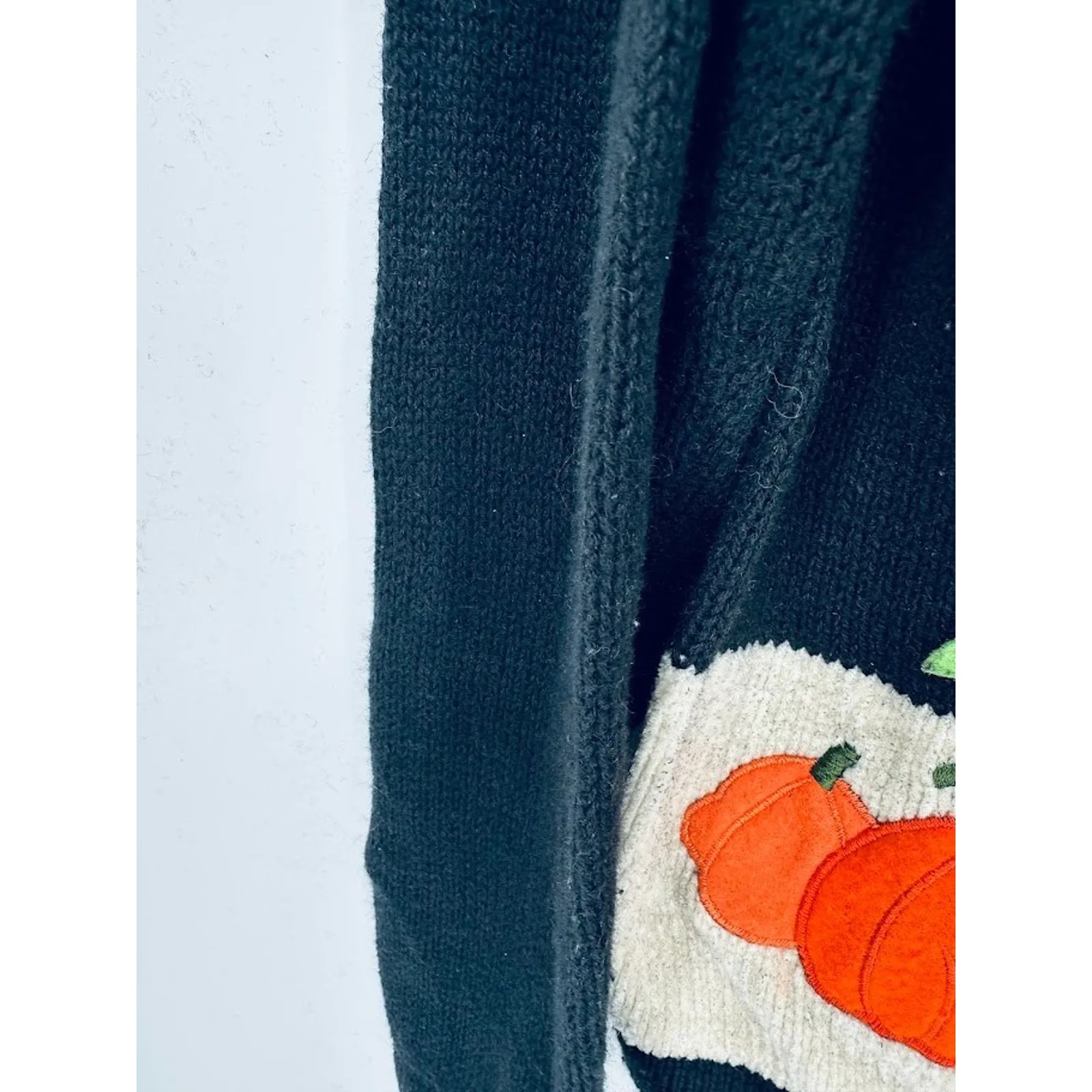 All Points Cardigan Zip Novelty Sweater Womens L Autumn Halloween Fall Pumpkin Black Size L - Image 6