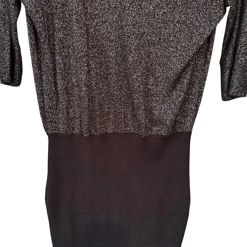 Express Y2K Shimmer Draped Neck Blouson Dress with fitted Skirt, Sz M - Image 8