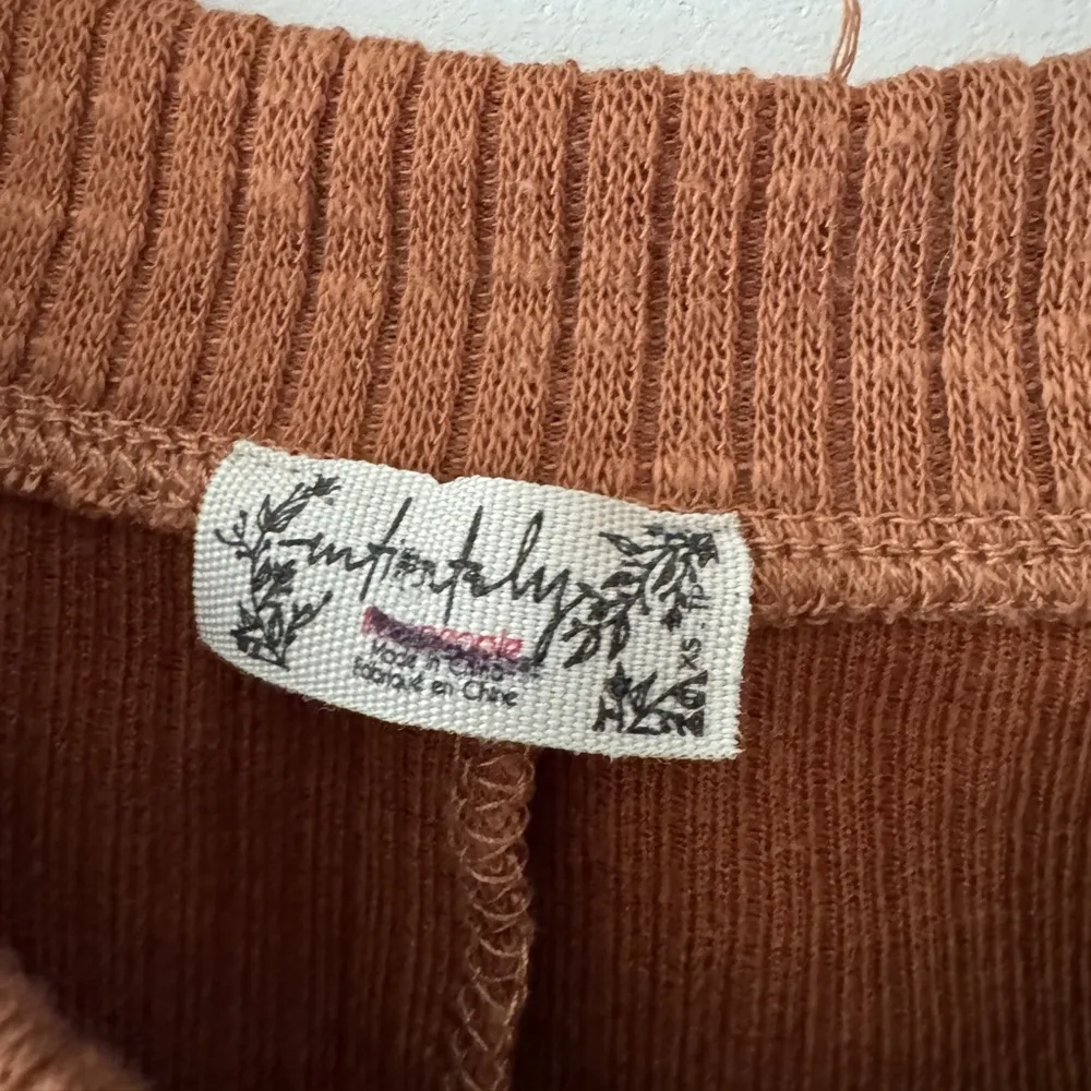 Free People Intimately Your Fave Baby Tee Camel Brown Mock Neck Ribbed - Image 7