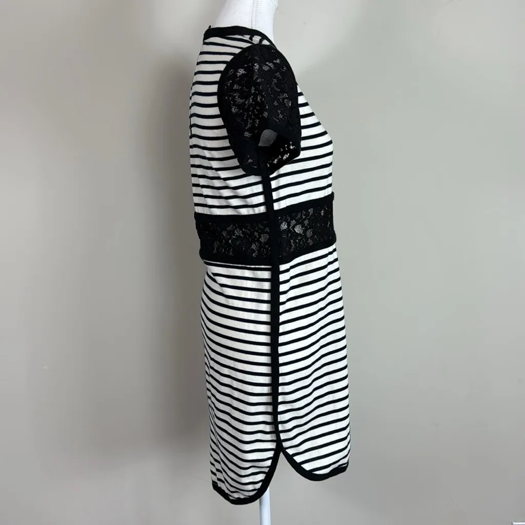 Sea New York Brenton Striped Lace Cut Out Dress in Black & Ivory Stripes Size‎ 0 - Image 2
