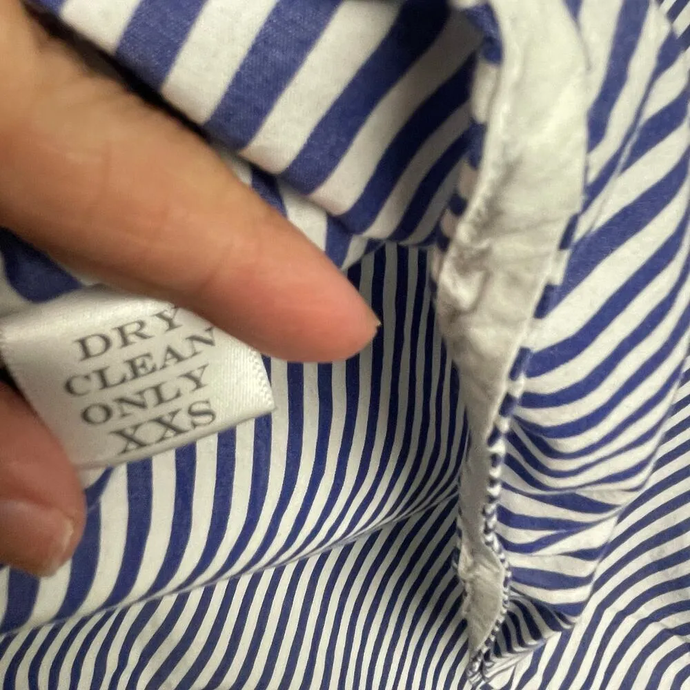 Tish Cox Size XXS Womens Blue Striped Blouse Puff Sleeve Top - Image 5