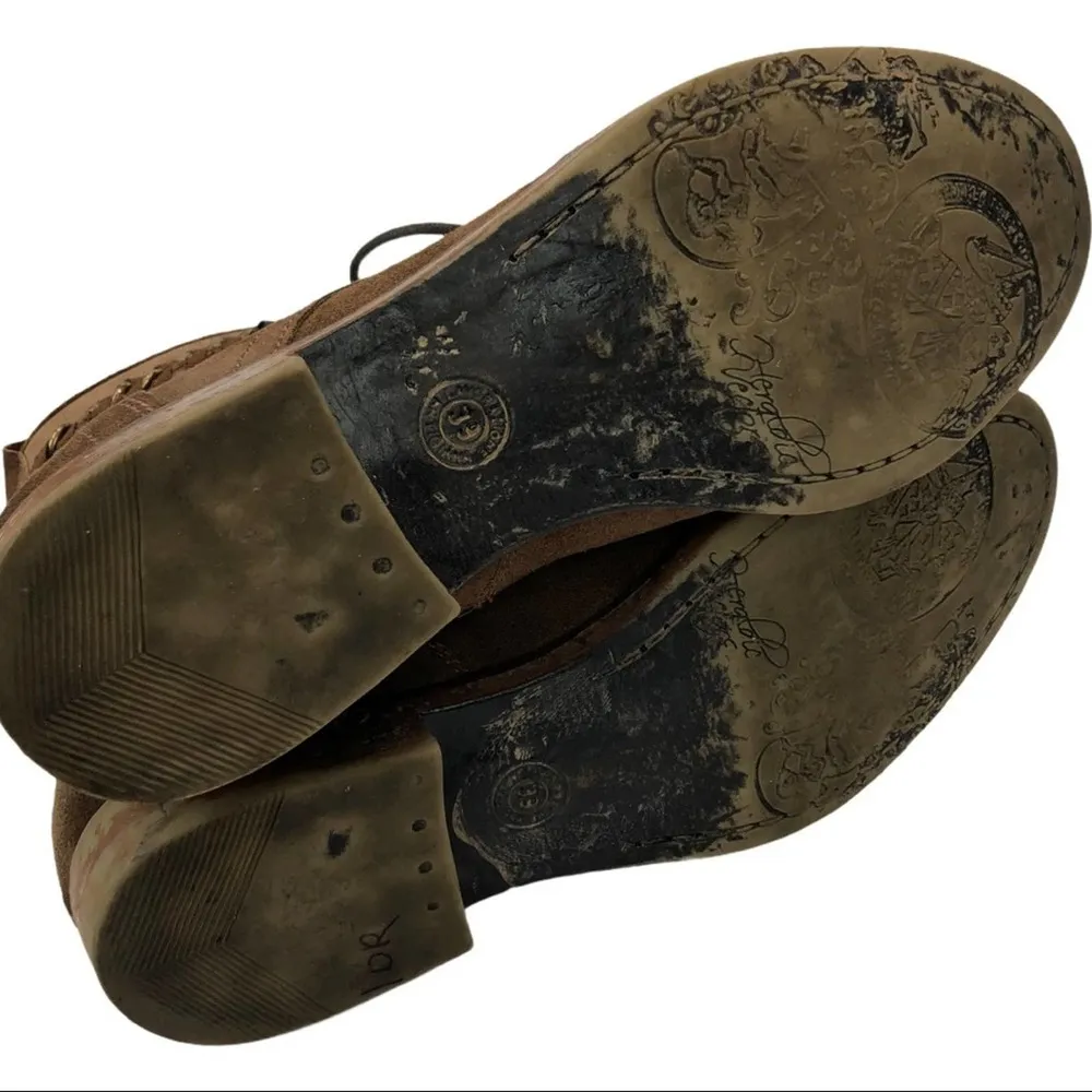 Lavorazione Artigianale Leather Ankle Combat Boots Brown Size 9 - Image 10