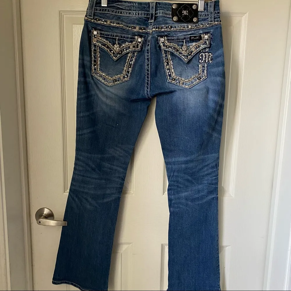Miss Me jeans size 29 easy boot cut stretchy destroyed blue Western jeans - Image 9