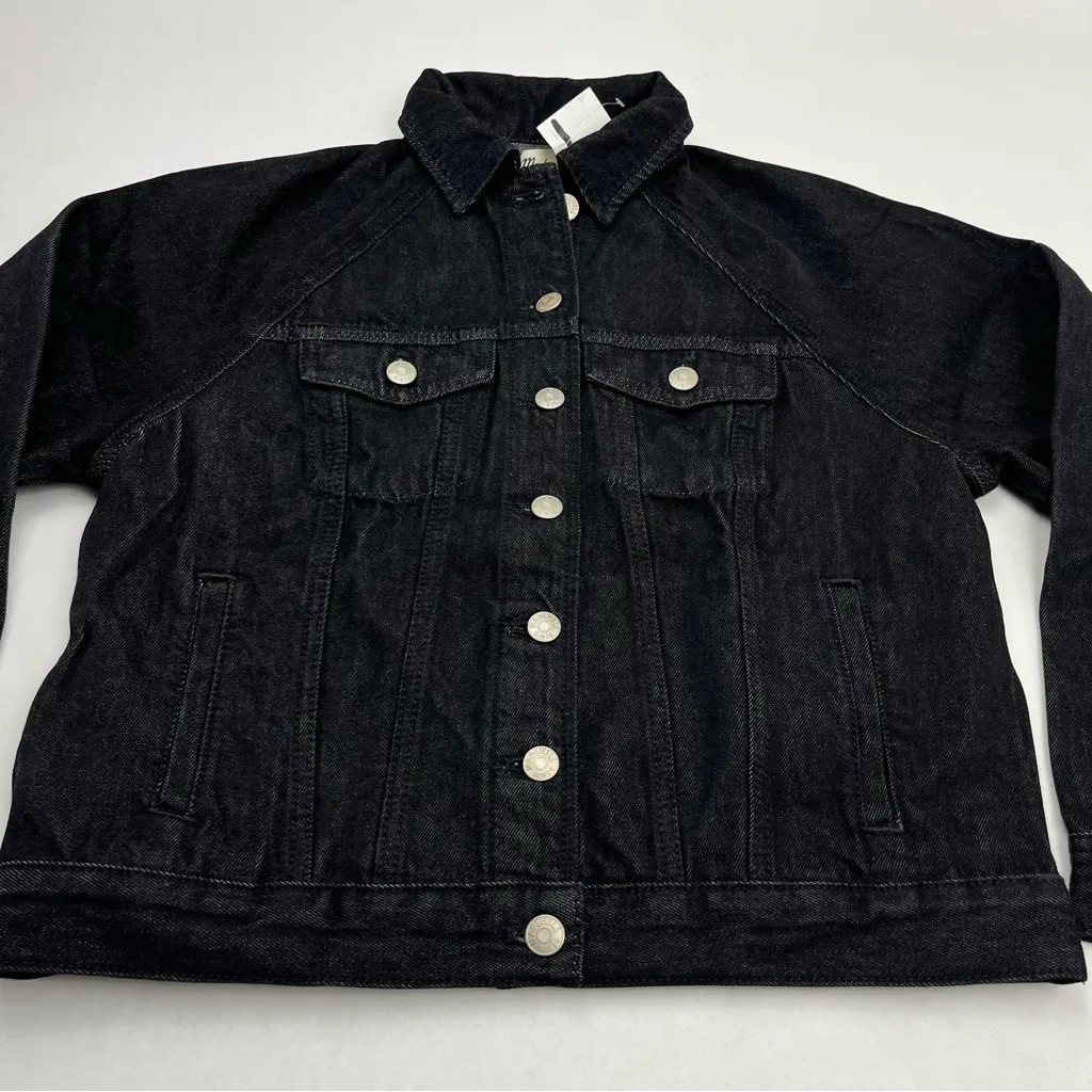 Madewell Oversized Jean‎ Jacket Womens XS Black Lunar Wash 100% Cotton M4230 NEW - Image 9