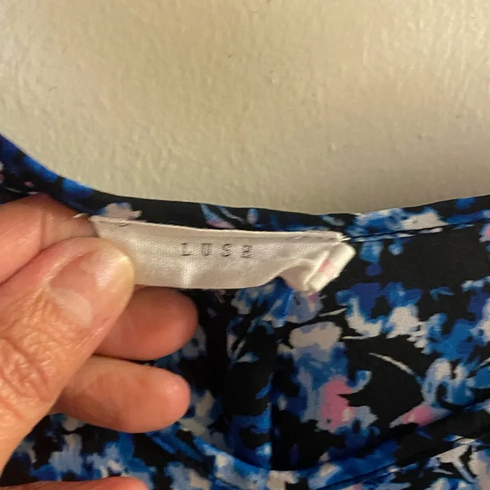 Lush Womens Blouse Top XL Beachy Print Blue Black Pink White Bust 42” Coastal - Image 2