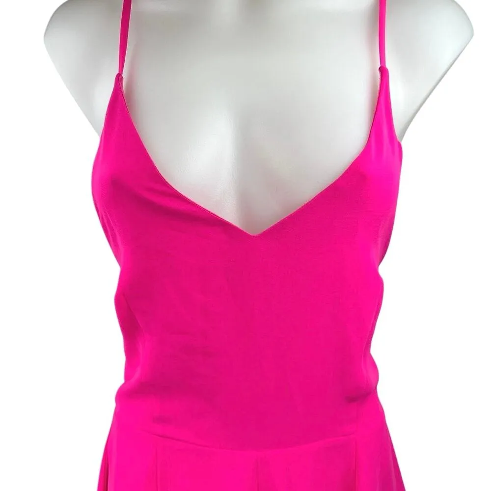 Lush Pink Sleeveless V-neck Cami Camisole Mini Fit & Flare Jumpsuit Romper Sz M - Image 3