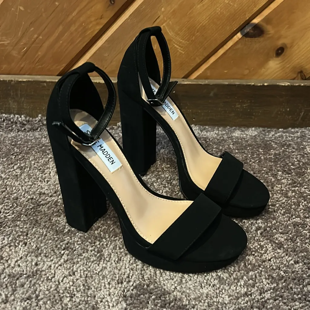 Steve Madden black entourage suede leather block heel pumps NWOT - Image 3