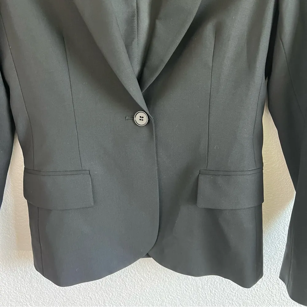 Theory Women’s Gabe B Black Single Button Tailored Suit Jacket Blazer - Image 2