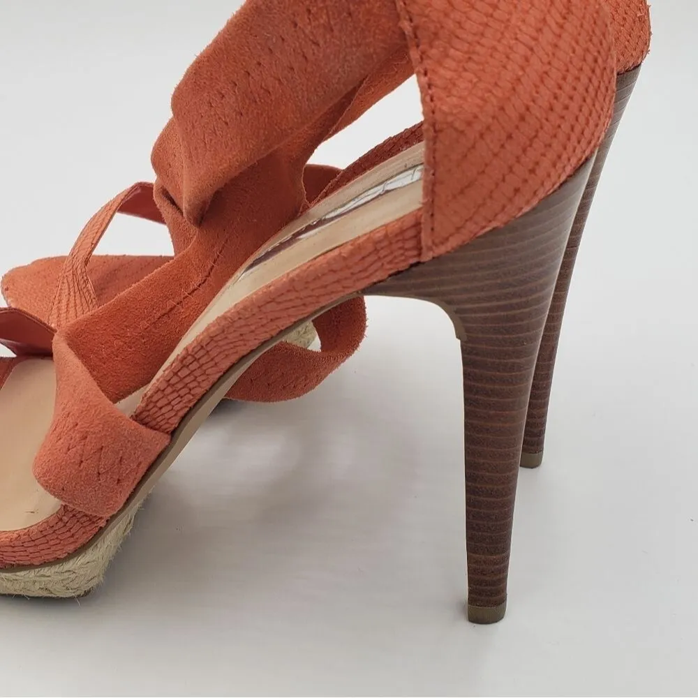 Halston Orange Espadrille Platform Pumps Size 10 - Image 11