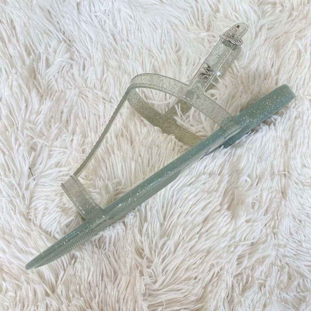 NWOB Stuart Weitzman Clear Sparkle Millie Jelly Sparkle Flat Sandals Sz 7 - Image 6