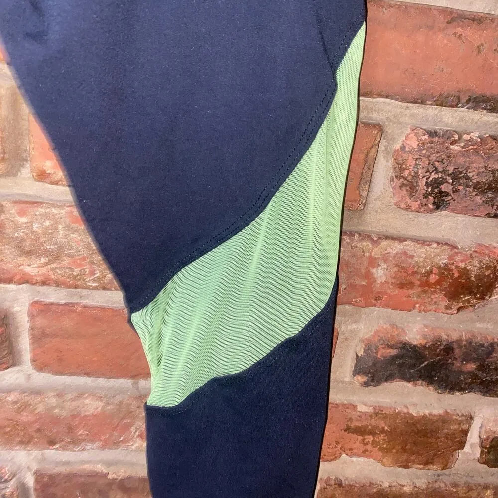 Margarita Supplex Black Neon Green Athletic Leggings Women's Size 2/Medium - Image 3