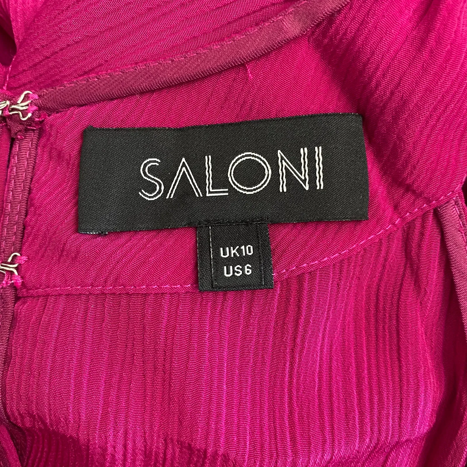 Saloni Suzy Ruffle and Lace Trimmed Crinkled Gauze Maxi‎ Dress Magenta Size US 6 Pink - Image 2