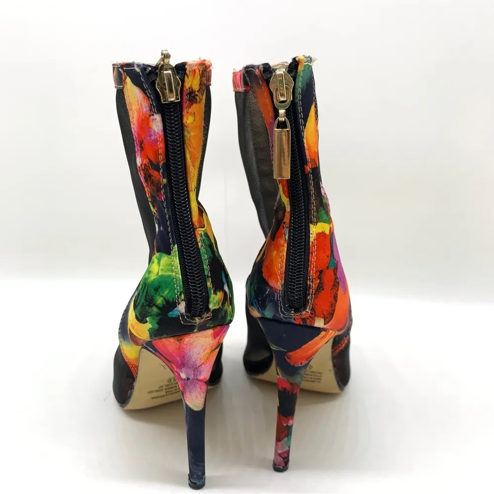 Wild Rose Giselle Women Satin Fabric Mesh Floral Stiletto Bootie Size 5.5 - Image 2