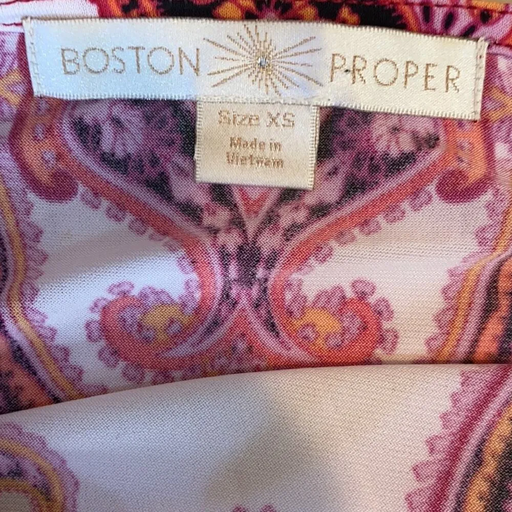 Boston Proper Paisley Fitted Bottom Spandex Stretch Blouse XS - Image 7