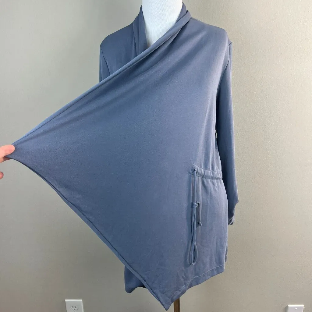 Anthropologie Ella Mara Cardigan Jacket Small Blue Open Front‎ Drawstring - Image 6