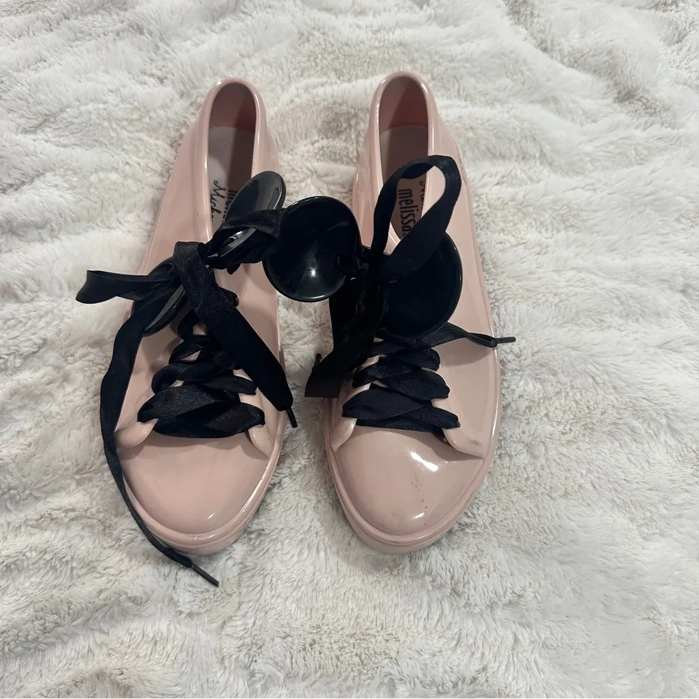 Melissa Size 5 Pink Black PVC Disney Mickey Mouse Sneakers Shoes Minnie Mouse - Image 2