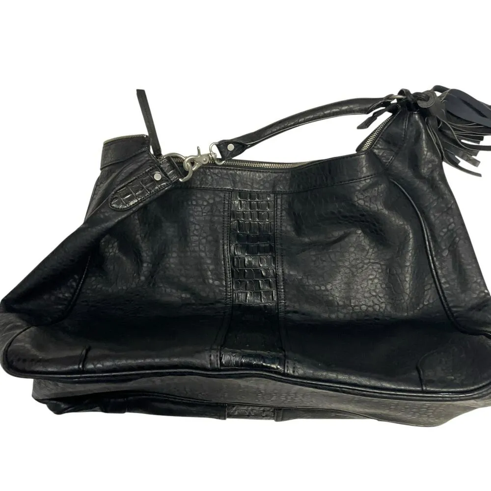 Abercrombie & Fitch Large Black Croc Embossed Vegan Leather Weekend Bag - Image 2