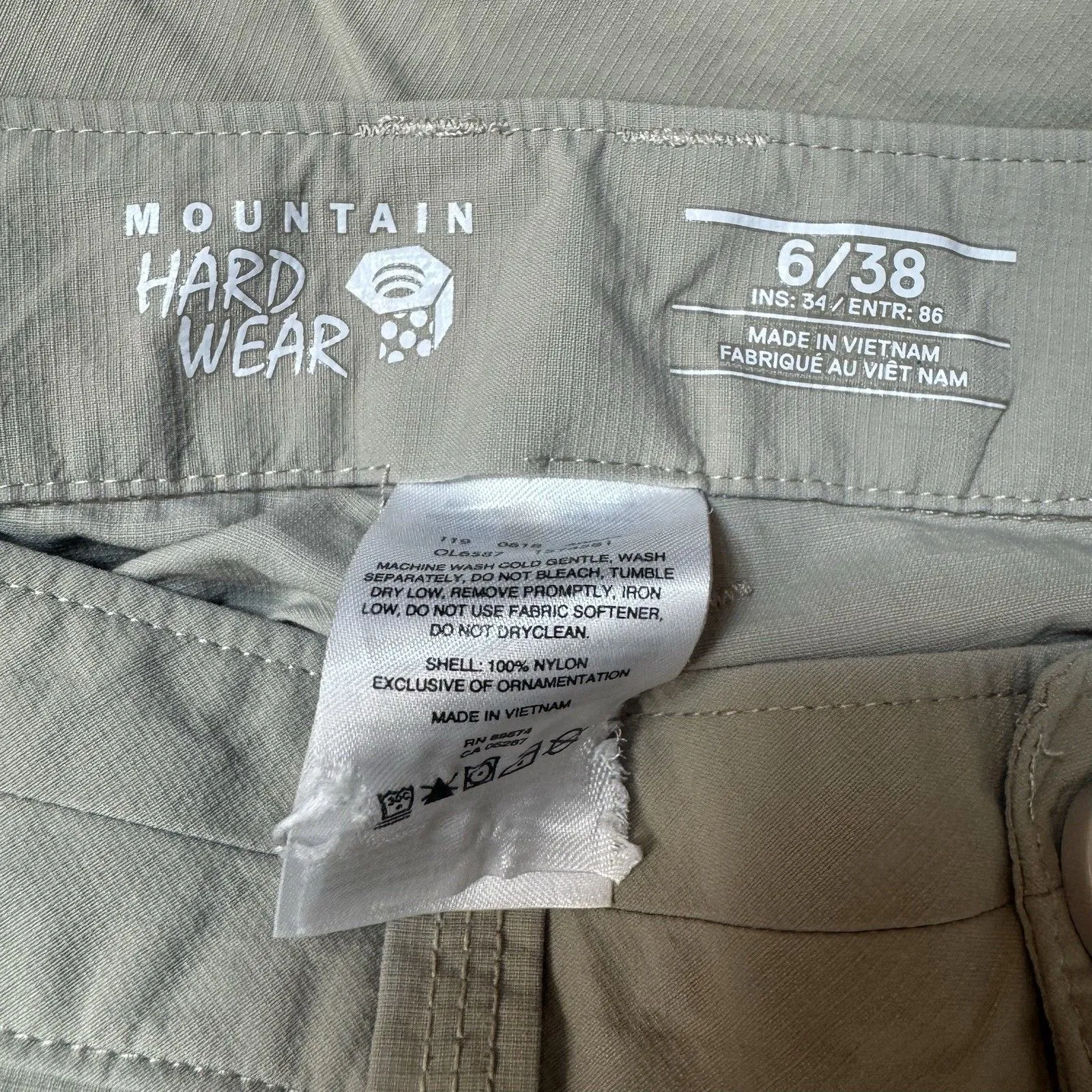Mountain Hardwear Cargo Pants Womens 6/38 Khaki Convertible Zip Off Hiking Tech - Image 8