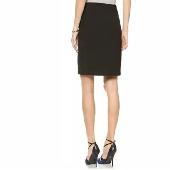 Diane Von Furstenberg Sissy‎ Pencil Skirt Size 8 Black Wrap Front Quiet Luxury - Image 4