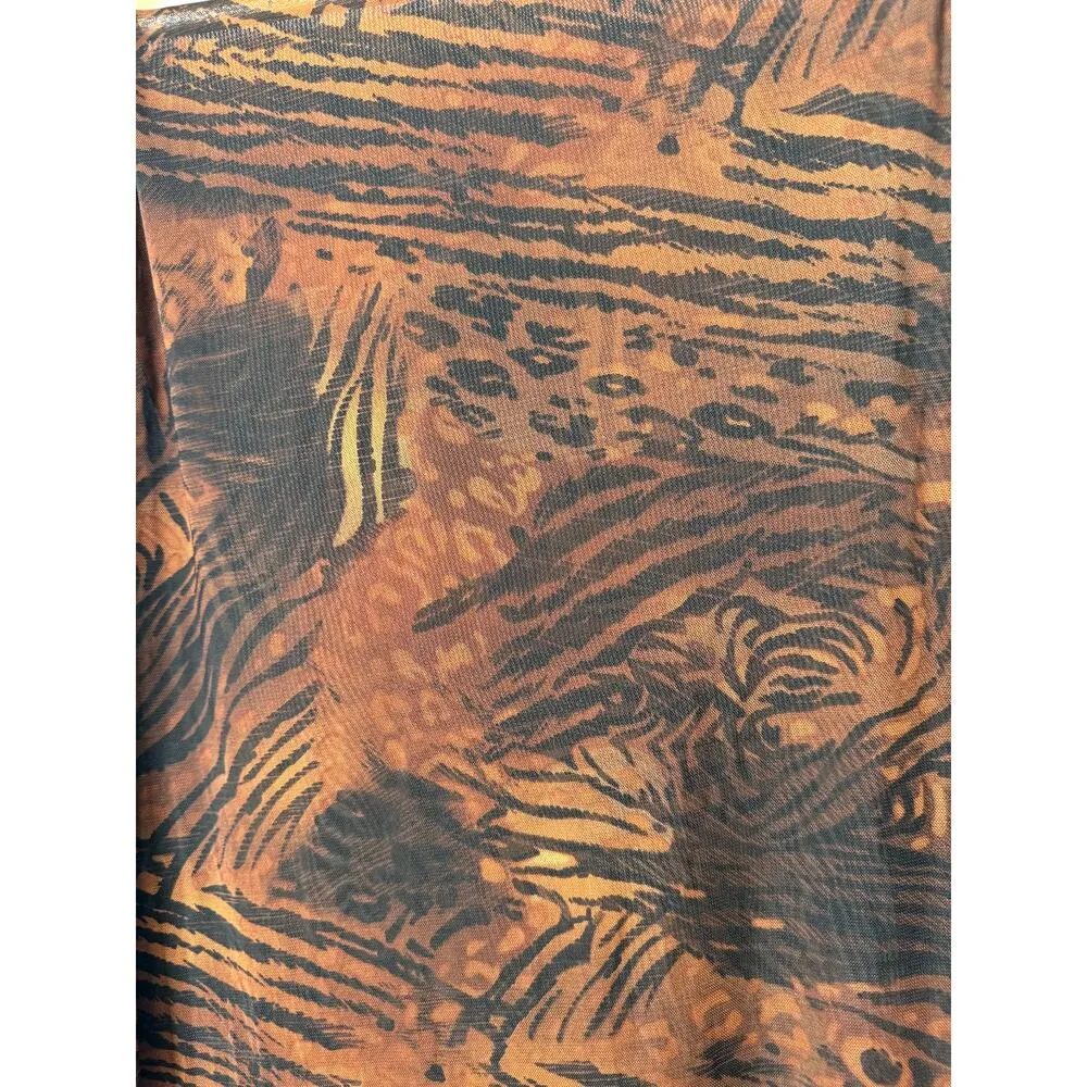 Sirena Beachwear Swimwear Size 22W One Piece with Scarf Cover Skirt Animal Print Brown - Image 10