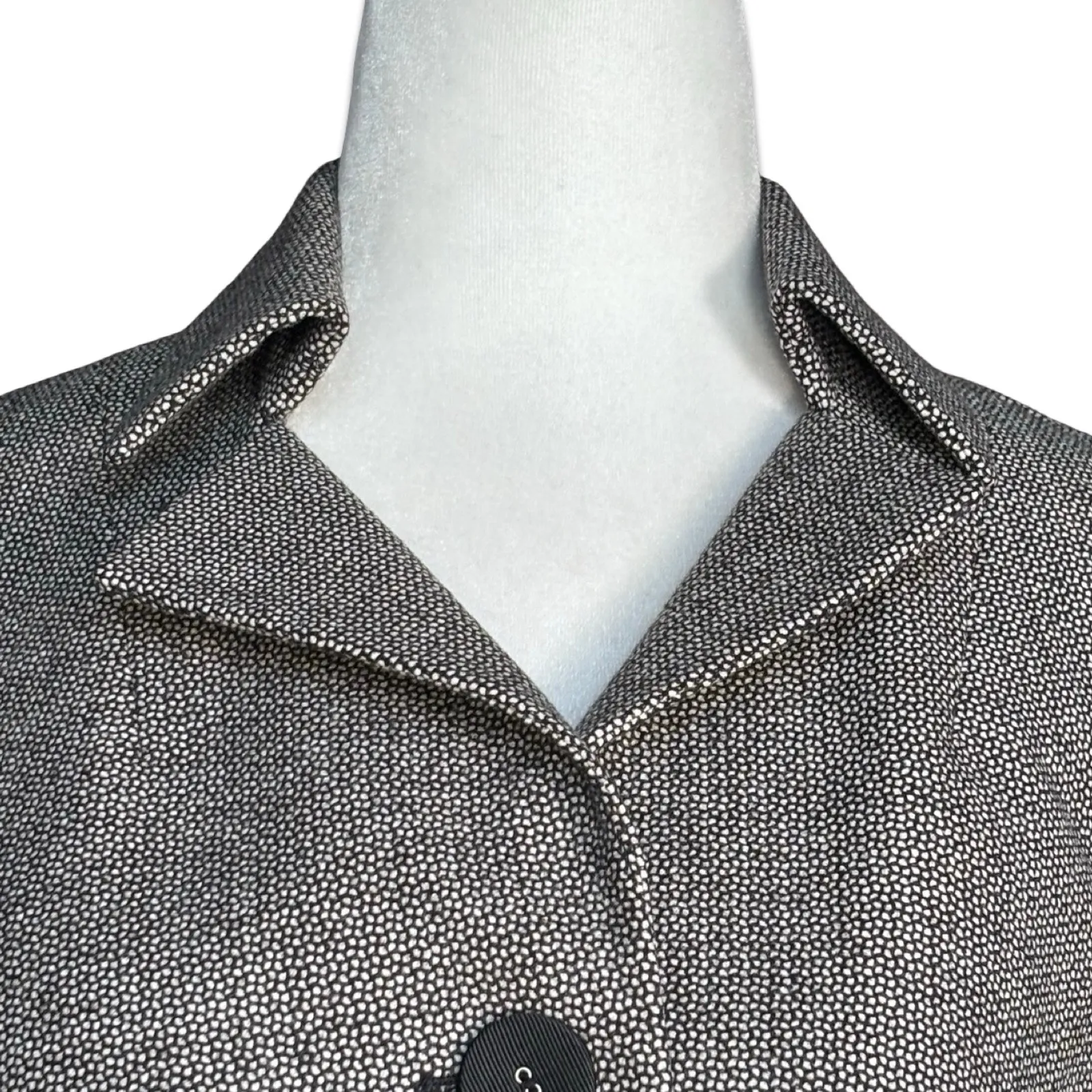 Rebecca Taylor Gray Tweed Wool Jacket Peplum Fringe Mini Polka Dots Designer 4 - Image 2
