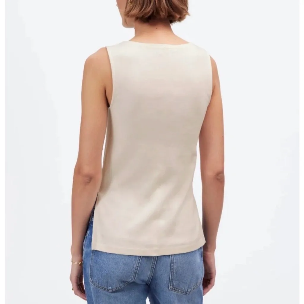 Madewell Sleeveless Boatneck Side Slit Tee Shirt Top Size Small - Image 2