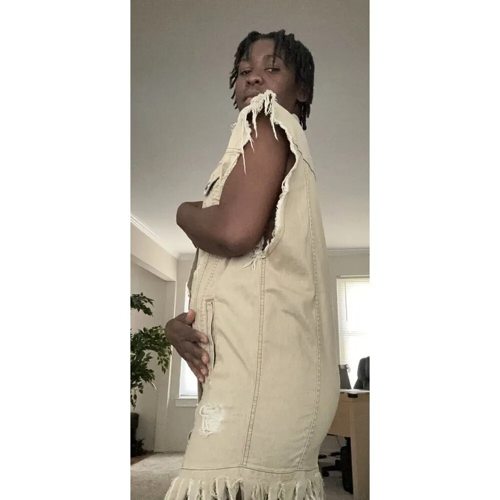 Anthroplology Alexander Bueno Distressed Fringe Dress Jacket Shacket Sz S/M - Image 6