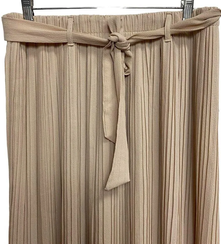 Alice Blue Women's Midi Accordion Pleated Skirt Tie Elastic Waist Size XL Belted - Image 3