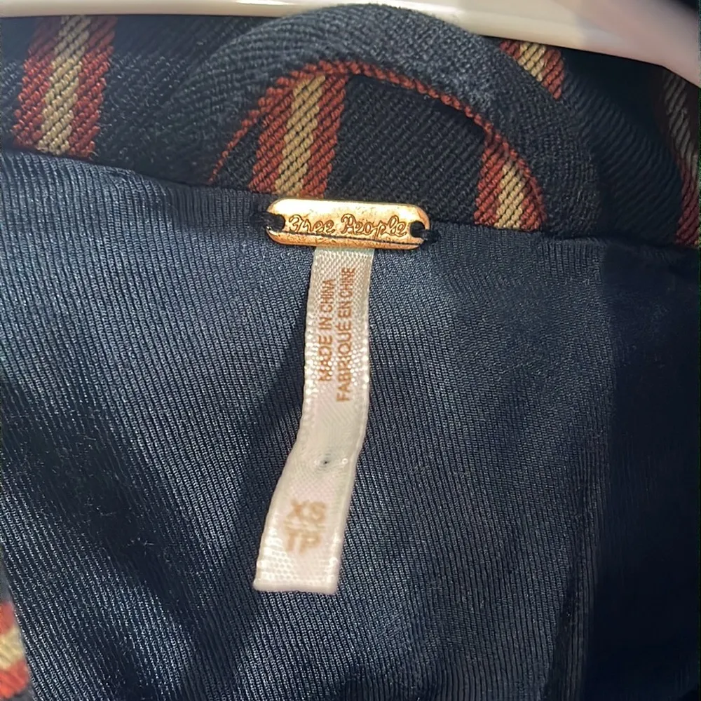 FREE PEOPLE "Tucked Away" Blazer Blue/Red/Tan Stripes-XS - Image 6