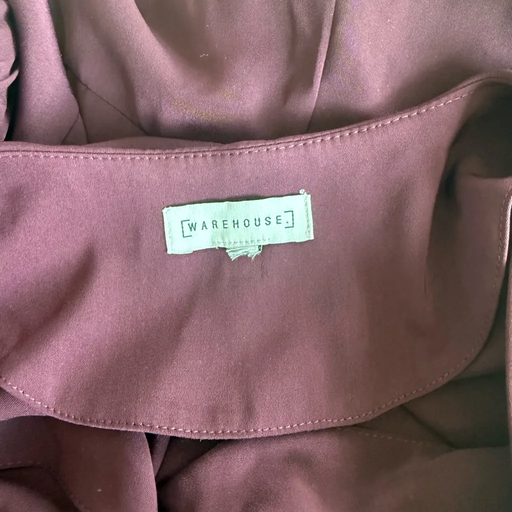 Warehouse Deep Purple Wrap Midi Dress Red Size 4 - Image 2