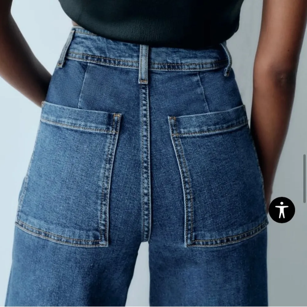 Zara High Waisted Marine Straight Jeans Size 2 (tagged 6) Navy Blue - Image 3