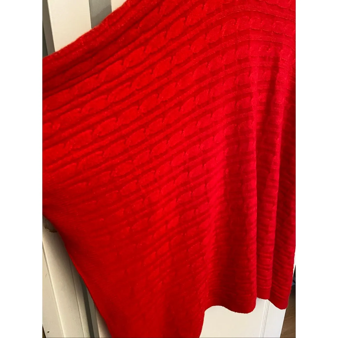 Patrizia Luca Milano Red Cable Knit Poncho sweater O/S - Image 5