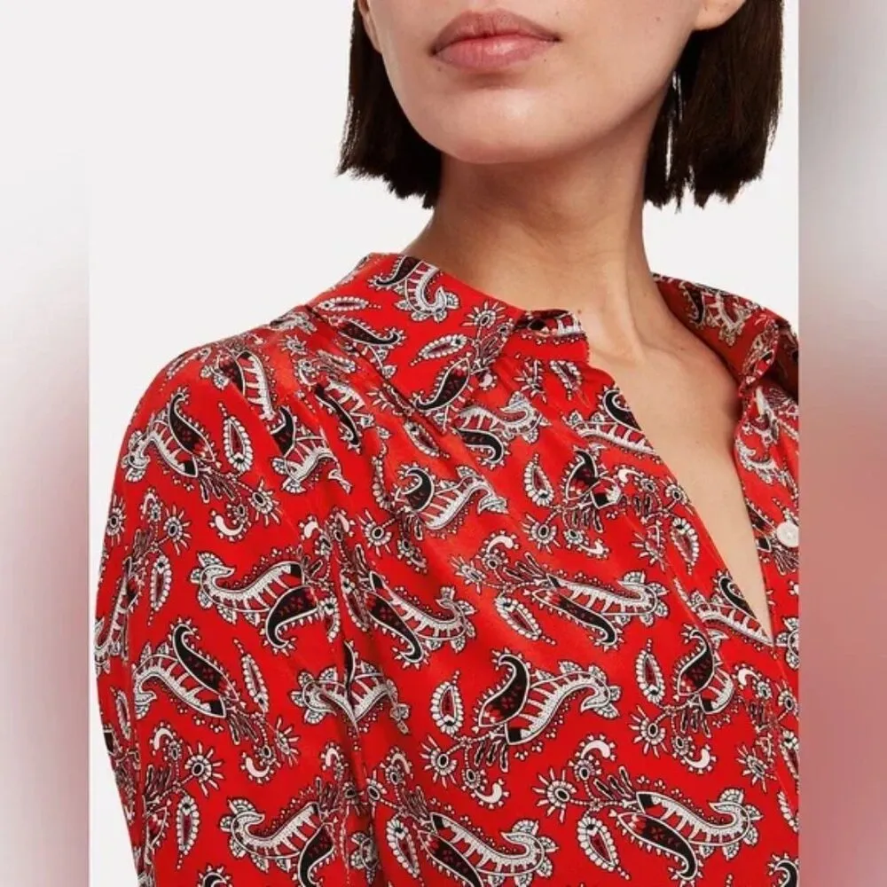 Veronica Beard Willamette Silk Button Down Paisley Belted Midi Dress 10 LIKE NEW - Image 2