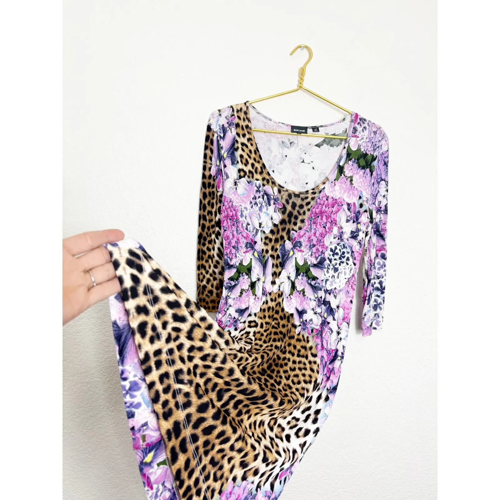 Just Cavalli Roberto Cavalli Y2k Mini Dress Size XL Animal Print Floral 90s Euro - Image 12