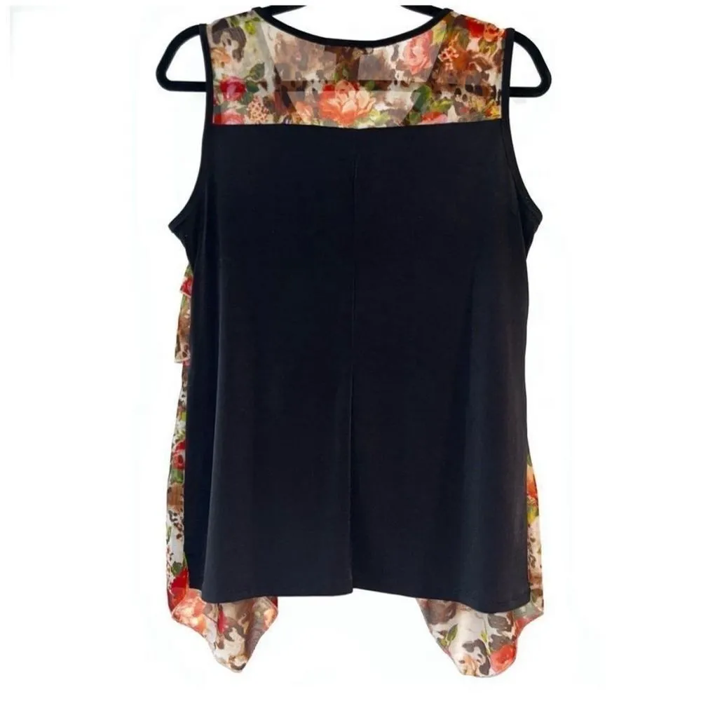 Susan Lawrence Floral Ruffle Sleeveless Blouse Sz M Women’s Animal Print - Image 8