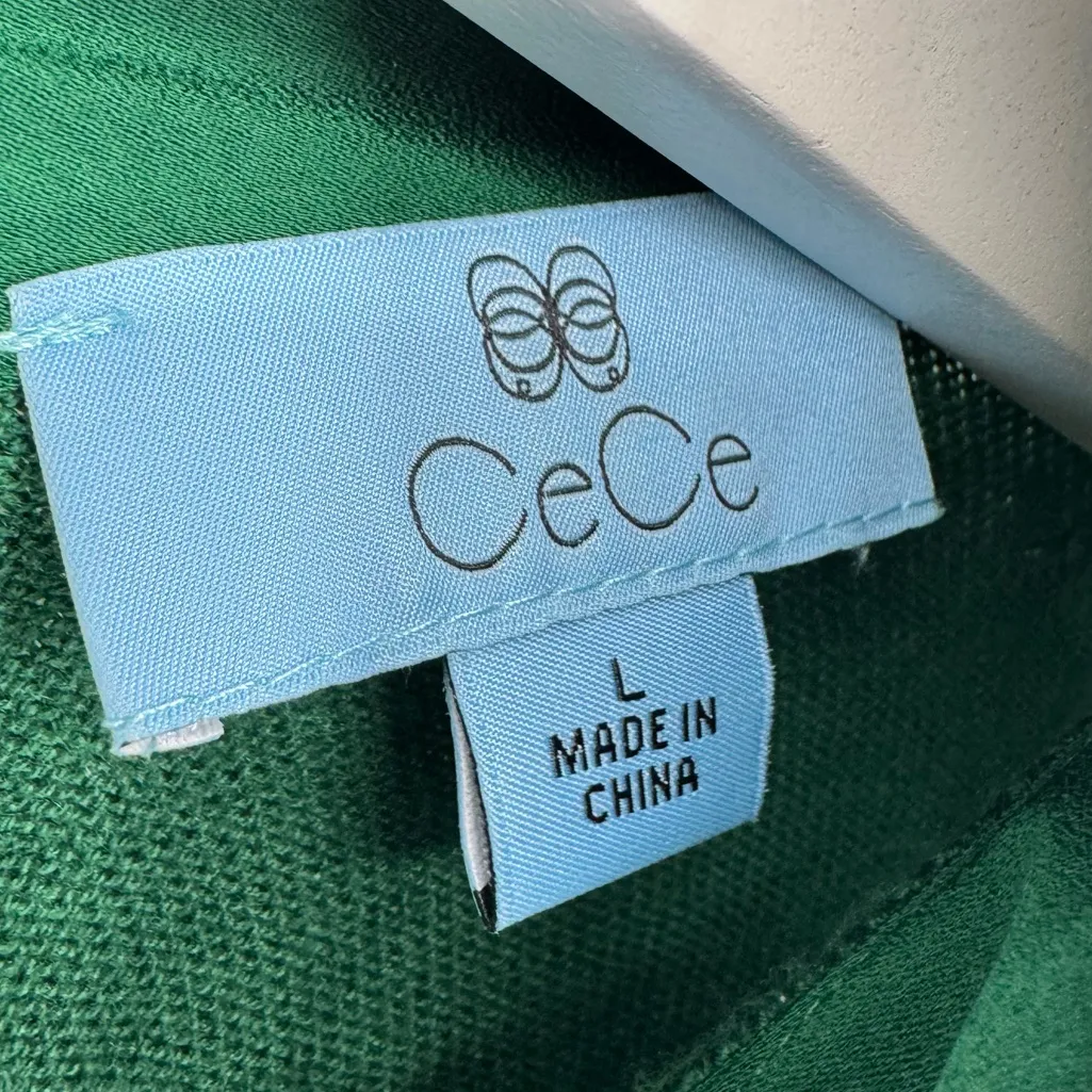 CeCe Green Bow Neck Knit Blouse Sweater Size L - Image 6